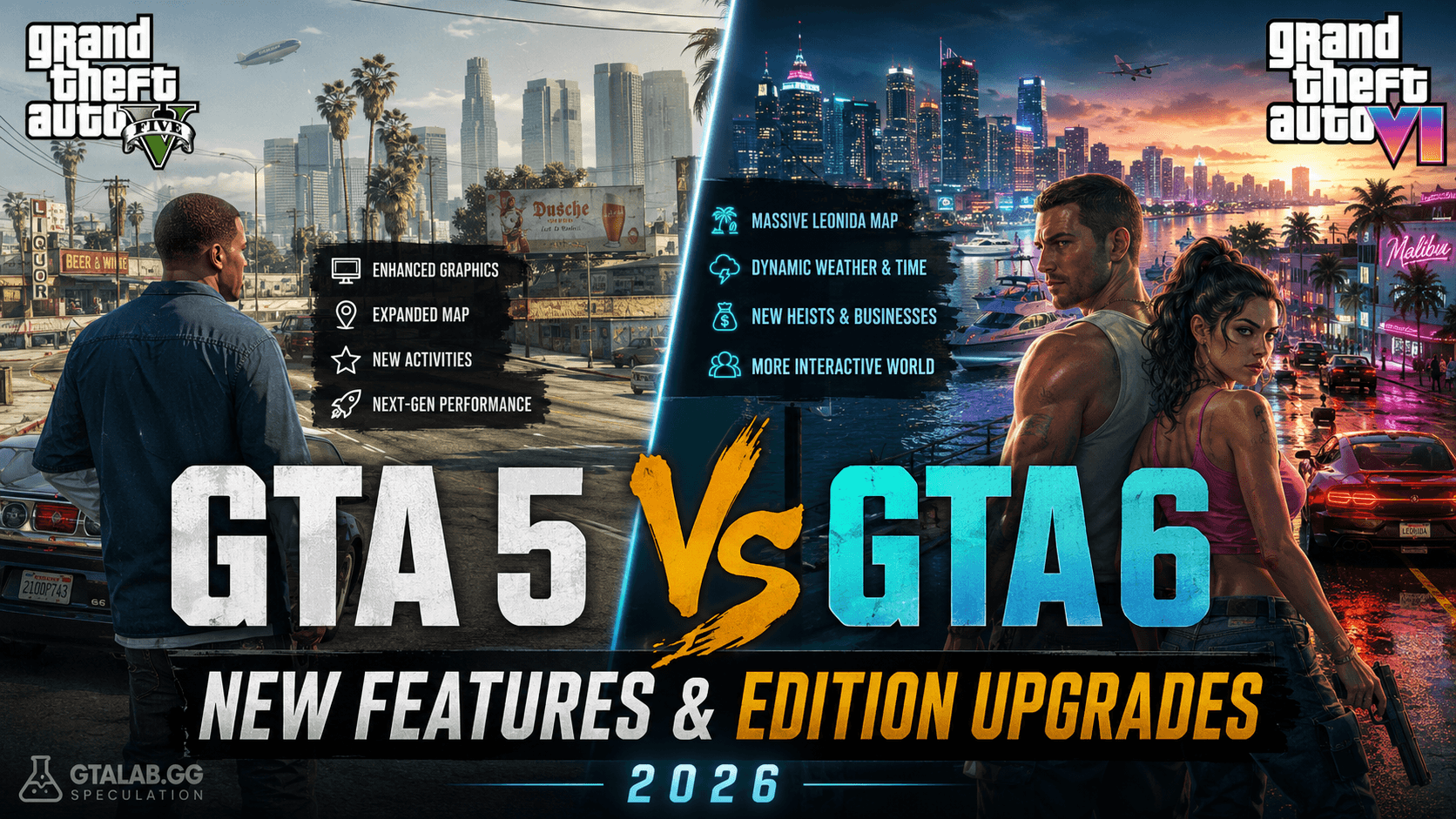 GTA 6 vs GTA 5: Todas las Nuevas Características y Mejora de Ediciones (2026)