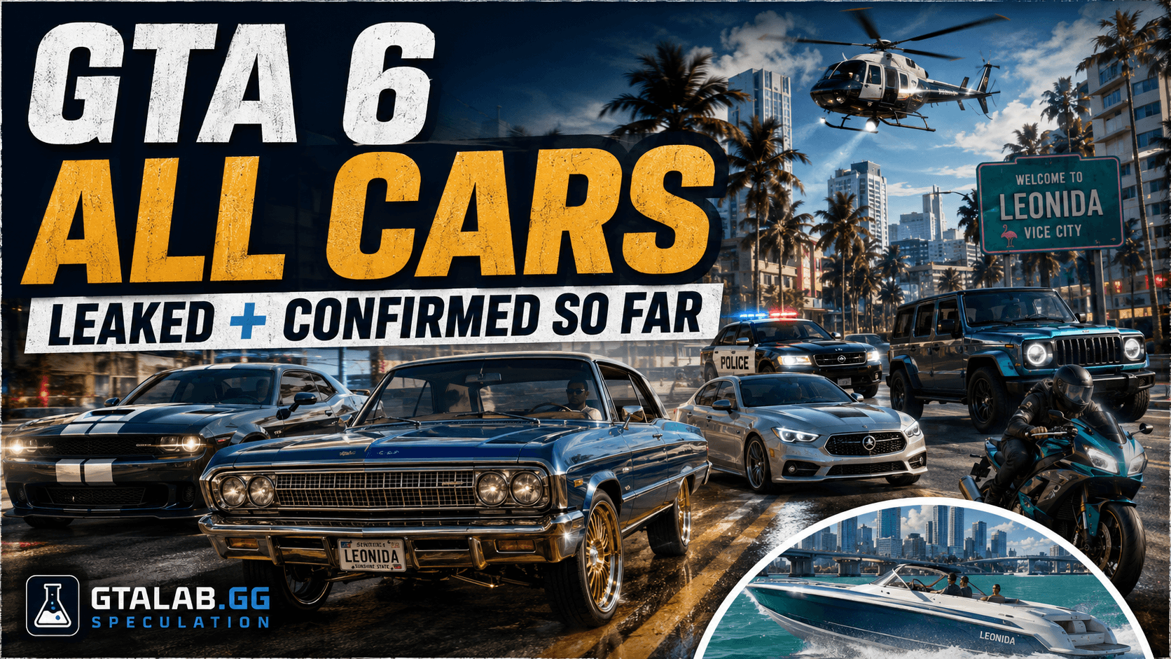GTA 6 Todos los coches: cada vehículo filtrado y confirmado hasta ahora (2026)